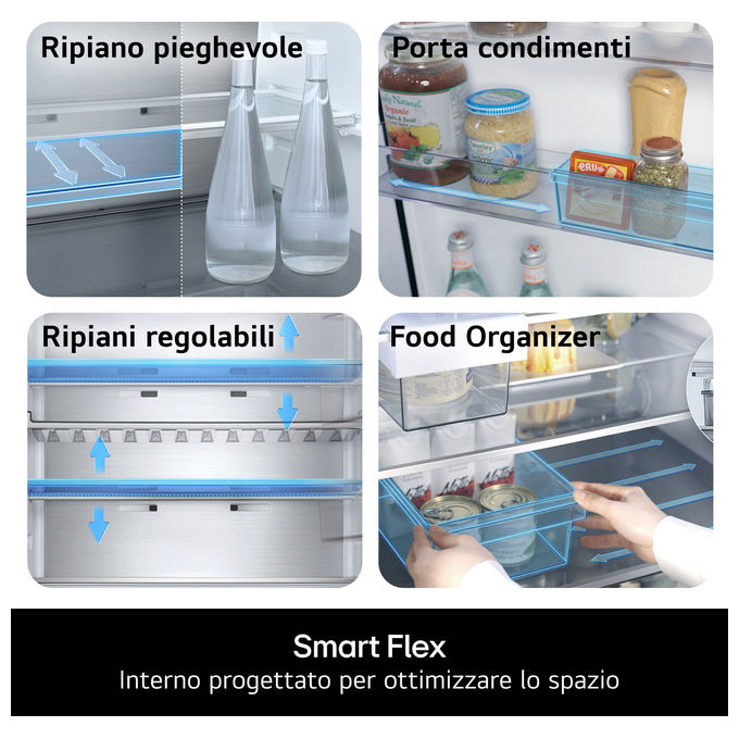 LG GBBS323CPY Frigorifero Combinato Fit and Max Classe C 375L AI Inverter Prime Silver 203cm colore Argento