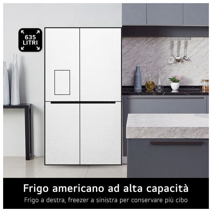 LG GSLC40PYPE Frigorifero Side-by-Side 638L Classe E Dispenser Linear Cooling Prime Silver (179x91x73 cm)