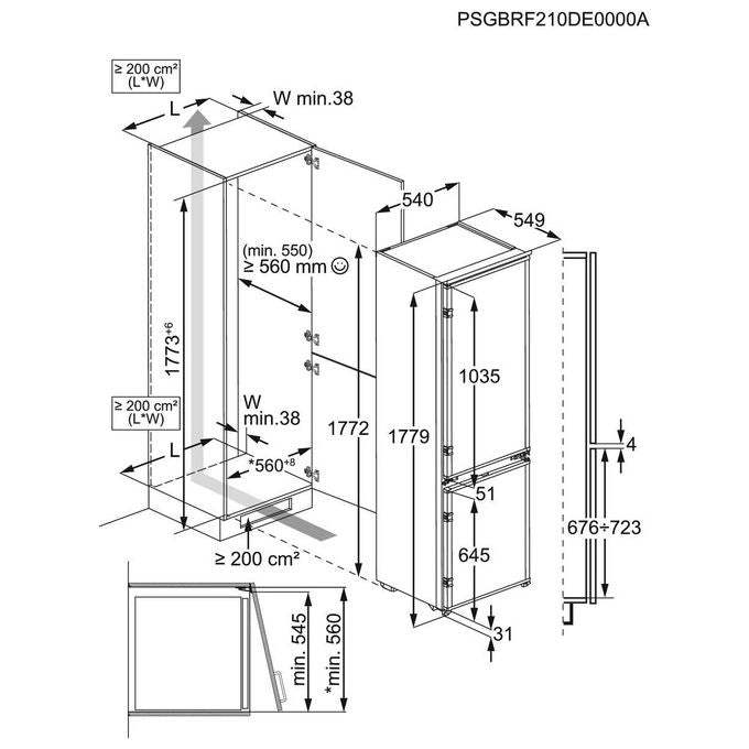 Electrolux LNA6LE18S Frigorifero Combinato da Incasso Low Frost Classe E 271 L Bianco