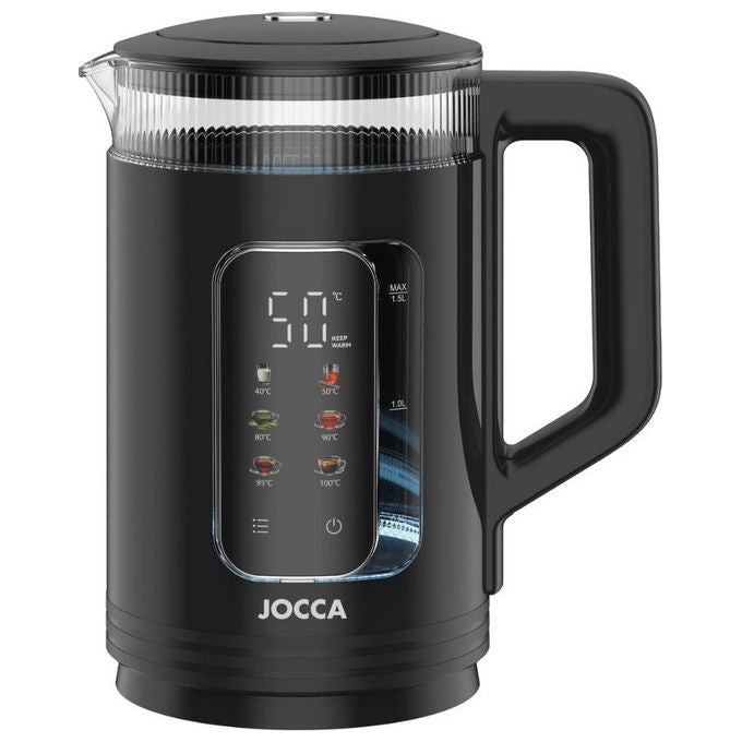 Jocca 2894N Bollitore Elettrico 1.5 L 1500 W Touch Screen LED RGB Base 360° colore Nero