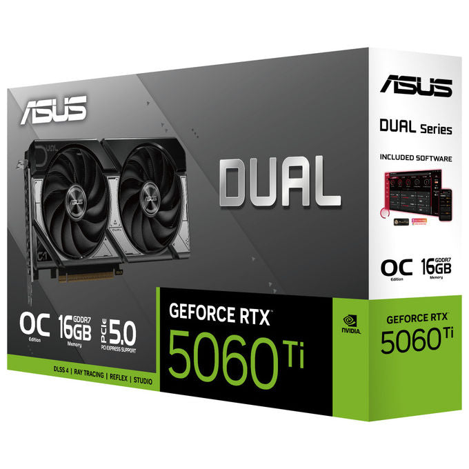 Asus DUAL-RTX5060TI-O16G Dual Scheda Grafica GeForce RTX 5060 Ti 16 GB GDDR7 OC Edition PCIe 5.0 2602 MHz colore Nero