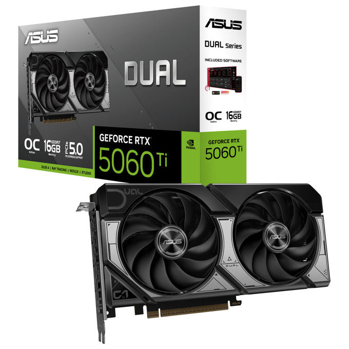 Asus DUAL-RTX5060TI-O16G Dual Scheda Grafica GeForce RTX 5060 Ti 16 GB GDDR7 OC Edition PCIe 5.0 2602 MHz colore Nero