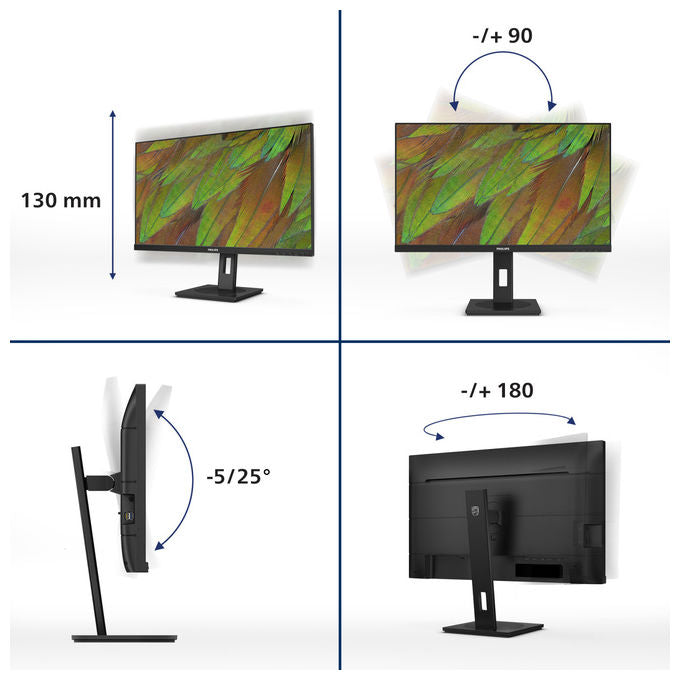 Philips 27B1U3900-00 Serie 3000 Monitor PC 27'' 4K Ultra HD IPS USB-C Docking 90W Hub USB 3.2 Altoparlanti colore Nero