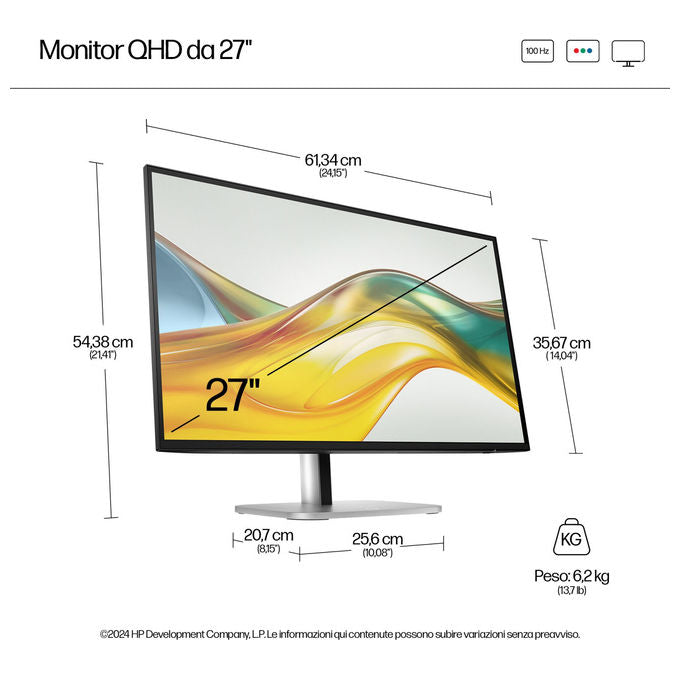 HP 9D9S0UT#ABB Serie 5 Pro Monitor 27'' QHD IPS 100Hz 350 cd-m² Hub USB 3.2 HDMI DisplayPort colore Nero