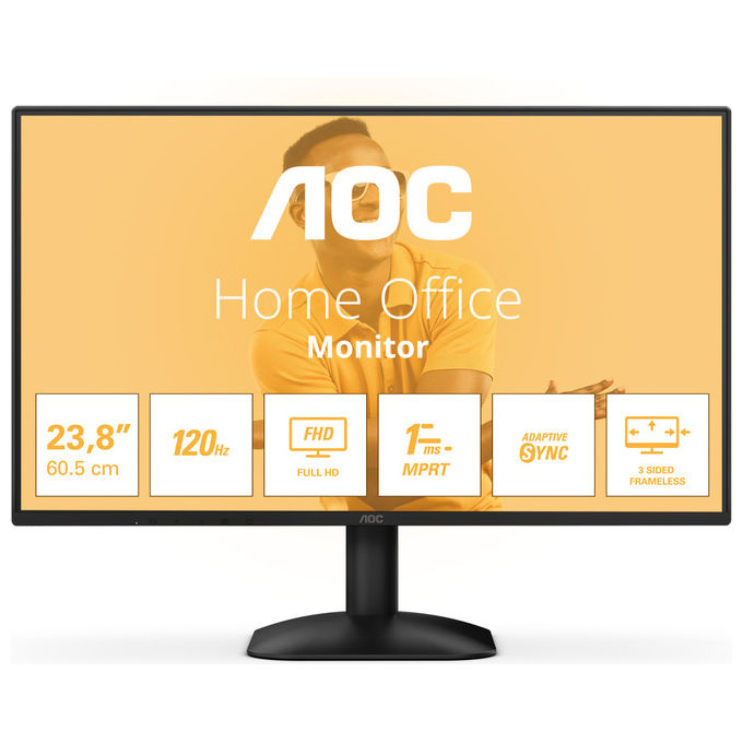 AOC 24B31H Monitor PC 23.8'' Full HD 1920x1080 IPS 120Hz Adaptive Sync Flicker Free Low Blue Light colore Nero
