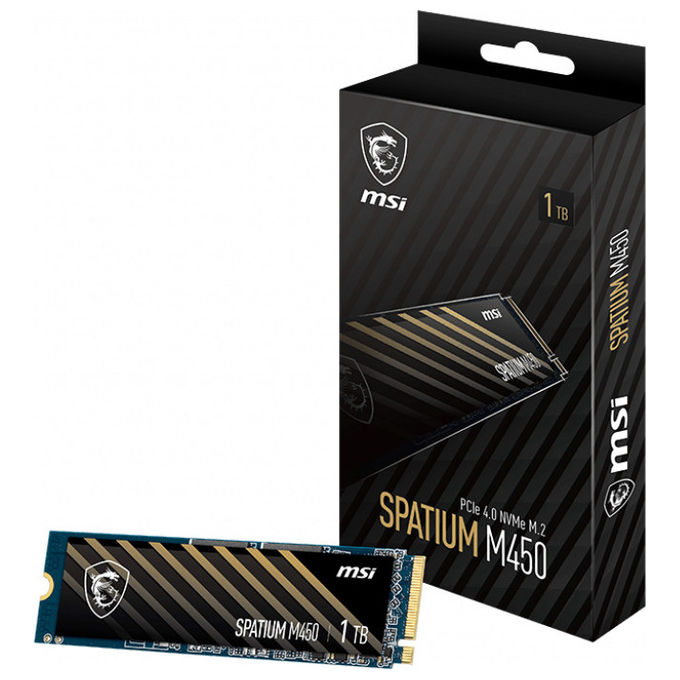 MSI SPATIUM M450 PCIE 4.0 NVME M.2 1TB SSD Interno M.2 2280 PCIe 4.0 NVMe 1 TB 3D NAND 3600 MB-s Lettura 3000 MB-s Scrittura
