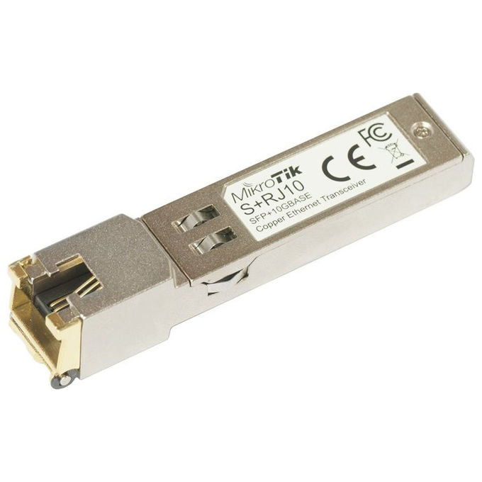 MikroTik S+RJ10 Modulo Transceiver SFP+ 10Gbps RJ45 10GBASE-T Cat6a fino a 30m colore Metallic