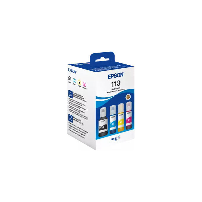 Epson C13T06B640 EcoTank 113 Cartucce Originali Multipack 4 Colori Inchiostro Pigmentato colore Nero Ciano Magenta Giallo