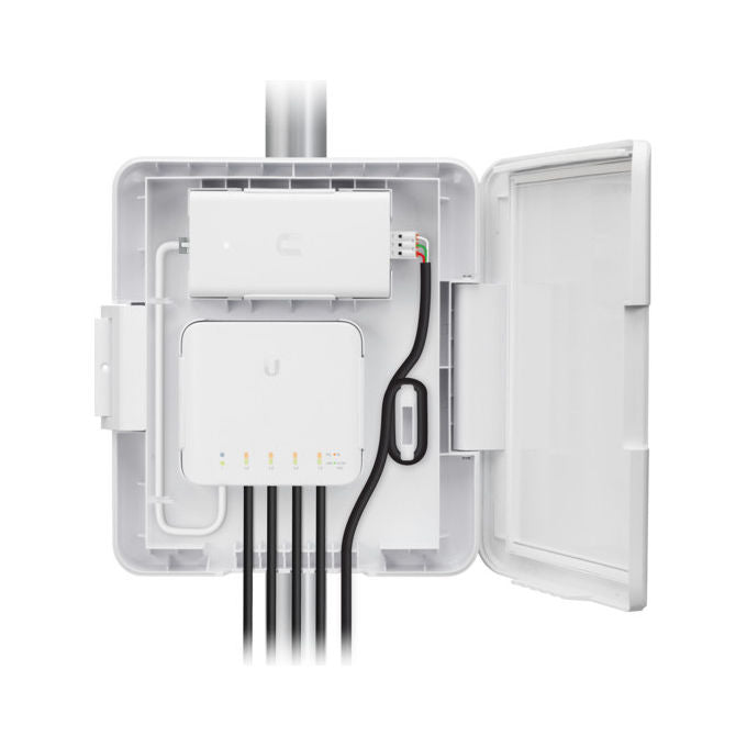 Ubiquiti USW-FLEX-UTILITY UniFi Switch Flex Kit Adattatore Custodia Esterna Montaggio Palo PoE 60W Resistente Intemperie colore Bianco