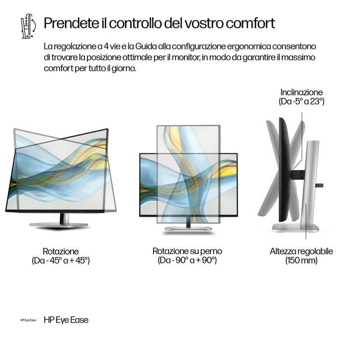 HP 9D9A7AA Serie 5 Monitor PC 24'' WUXGA IPS 1920x1200 100Hz 350cd-m² Hub USB 3.2 HDMI DisplayPort colore Nero