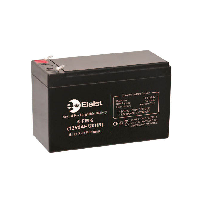 Elsist BT009R Batteria Ermetica Acido Piombo VRLA 12V 9Ah Ricaricabile per UPS e Antifurti colore Nero