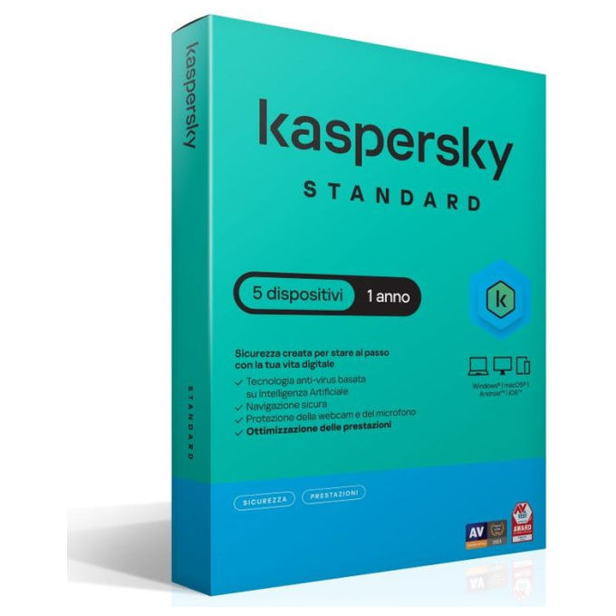 Kaspersky KL1041T5AFS-SSBATT Standard Antivirus 1 Dispositivo 1 Anno Licenza Completa Superslimbox Italiano