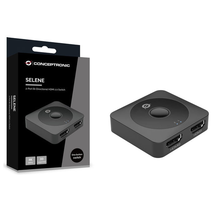 Conceptronic SELENE01B Switch HDMI 2.0 Bidirezionale 2 Porte 4K 60Hz Supporto DTS Dolby colore Nero
