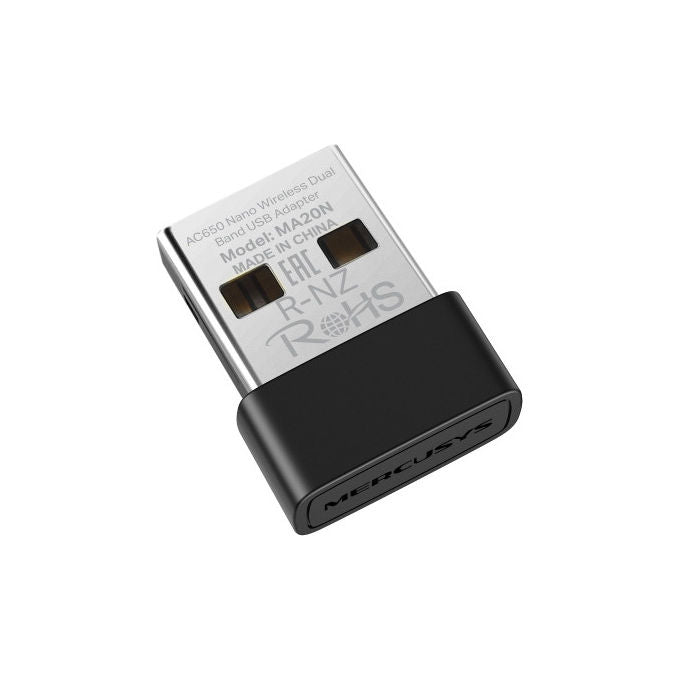 Mercusys MA20N Adattatore USB Wi-Fi Dual Band AC650 Wi-Fi 5 802.11ac 650 Mbit-s colore Nero