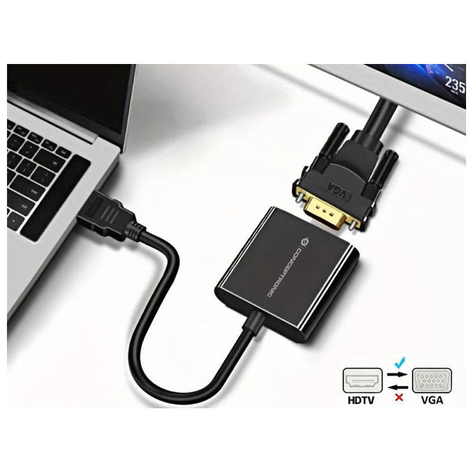 Conceptronic ABBY20B Adattatore da HDMI a VGA 0,25m Full HD 1920x1080 60Hz Plug and Play colore Nero