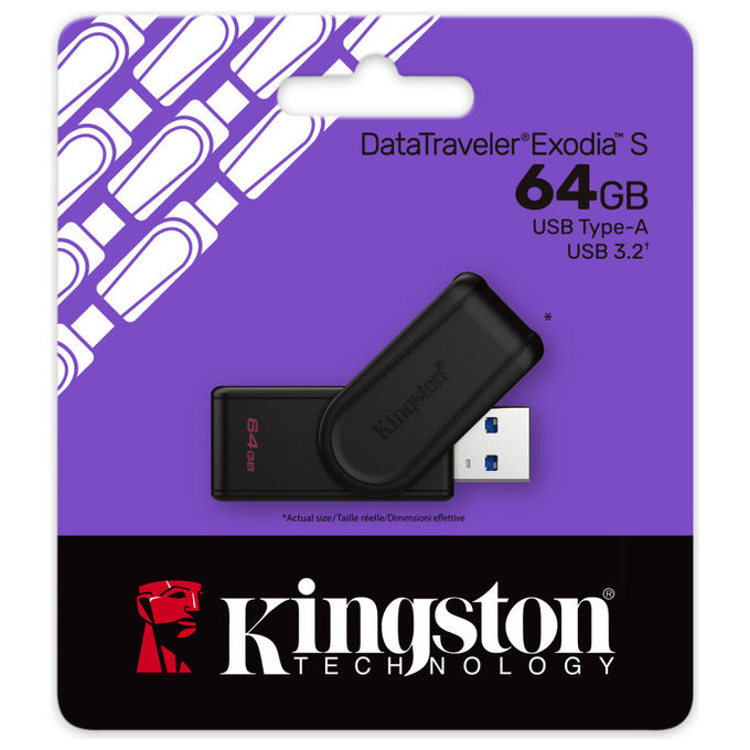 Kingston DTXS-64GB DataTraveler Exodia S Chiavetta USB 3.2 Gen 1 64GB Girevole colore Nero
