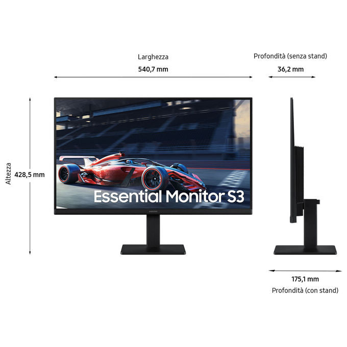 Samsung LS24D300GAUXEN S30GD Monitor 24'' Full HD IPS 100Hz 1920x1080 5ms Flicker Free VESA colore Nero