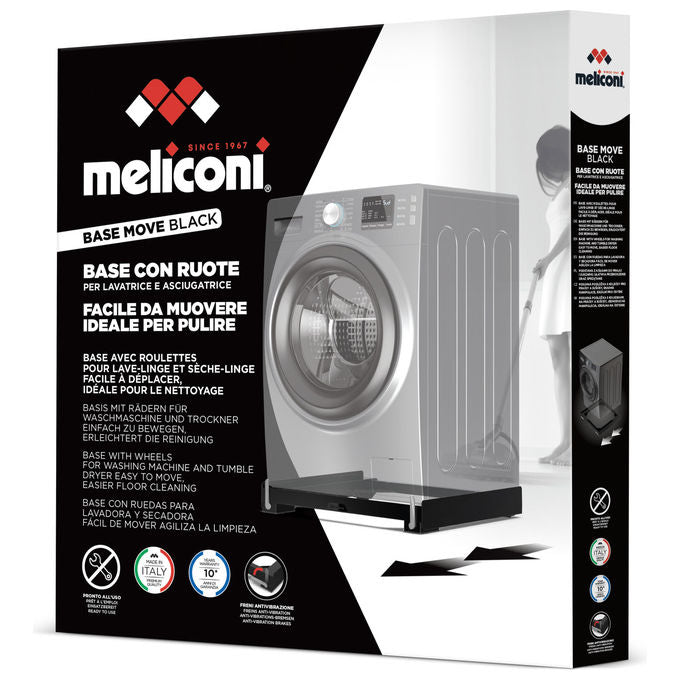 Meliconi 656168 Base Move Black Base antivibrazione con ruote per lavatrice asciugatrice 60 cm portata 250 Kg colore Nero
