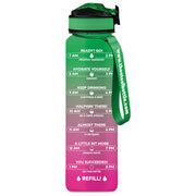 T TEX MWB1L1PG Borraccia Motivazionale Tritan 1000 ml BPA Free Tappo Flip Top Cannuccia Silicone colore Pink Green