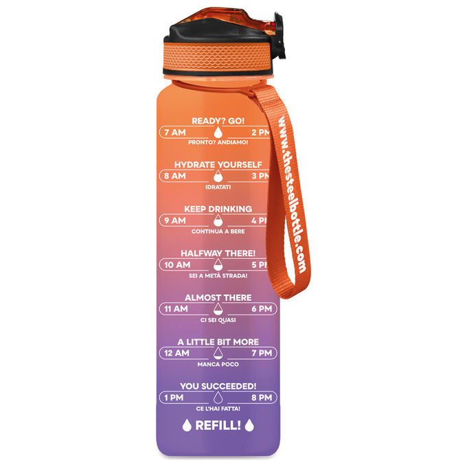 The Steel Bottle MWB1L4PPH Borraccia Motivazionale 1000 ml Tritan BPA Free Tappo Flip Top colore Pesca Viola