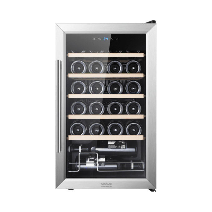 Cecotec 2450 Grand Sommelier Cantinetta Vino con Compressore 24 Bottiglie 63 L 5-18°C 45 dB Touch LED colore Inox