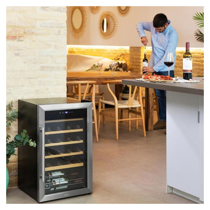 Cecotec 2450 Grand Sommelier Cantinetta Vino con Compressore 24 Bottiglie 63 L 5-18°C 45 dB Touch LED colore Inox