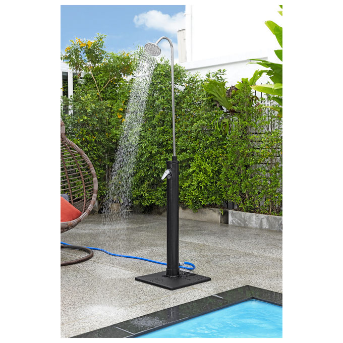 Bestway 58694 SolarFlow Doccia Solare da Giardino 8 L 218 cm base 50x50 cm colore Nero Acciaio Inox