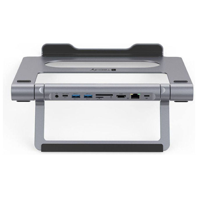 Techly ICA-NTB DOCK91 Docking Station USB-C 9 in 1 Stand Notebook Pieghevole HDMI 4K Ethernet Gigabit 100W colore Argento