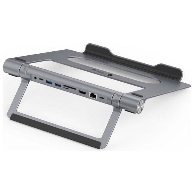 Techly ICA-NTB DOCK91 Docking Station USB-C 9 in 1 Stand Notebook Pieghevole HDMI 4K Ethernet Gigabit 100W colore Argento