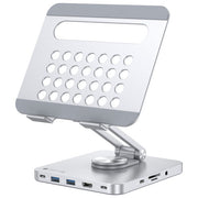 Techly ICA-TBL DOCK81 Hub Docking Station USB-C 8 in 1 Supporto Tablet 360° HDMI 4K 60Hz PD 100W colore Argento