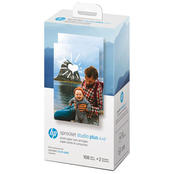 HP HPIS4X6C108 Sprocket Studio Plus Carta Fotografica e Cartucce 10x15 cm 108 Fogli 2 Cartucce
