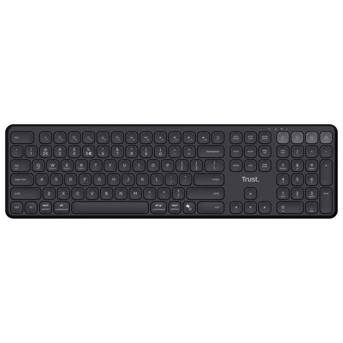 Trust 25633 Vaiya Tastiera Wireless Full-size Bluetooth 2.4 GHz Multi-dispositivo Layout QWERTY Italiano Ricaricabile USB-C colore Nero