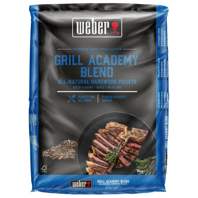 Weber 3401051 Grill Academy Blend Pellet di Legno Faggio Ciliegio Acero 100% Naturale FSC 8 Kg