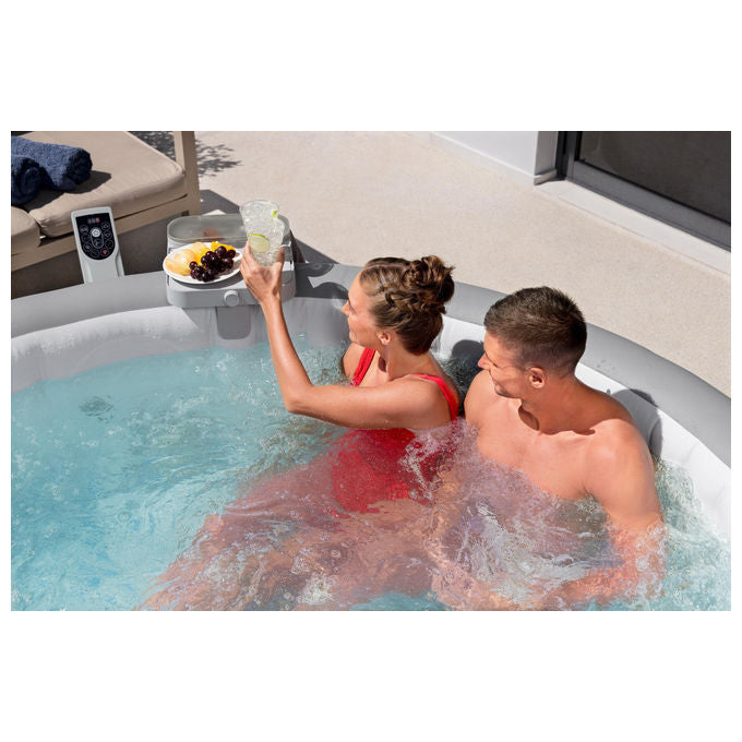 Bestway 60337 Lay-Z-Spa Xtras Vassoio Portaoggetti 4 in 1 Supporto Bevande Tablet Regolabile Universale colore Grigio