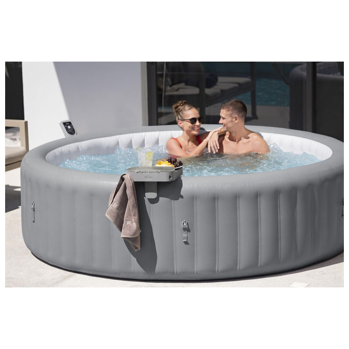 Bestway 60337 Lay-Z-Spa Xtras Vassoio Portaoggetti 4 in 1 Supporto Bevande Tablet Regolabile Universale colore Grigio