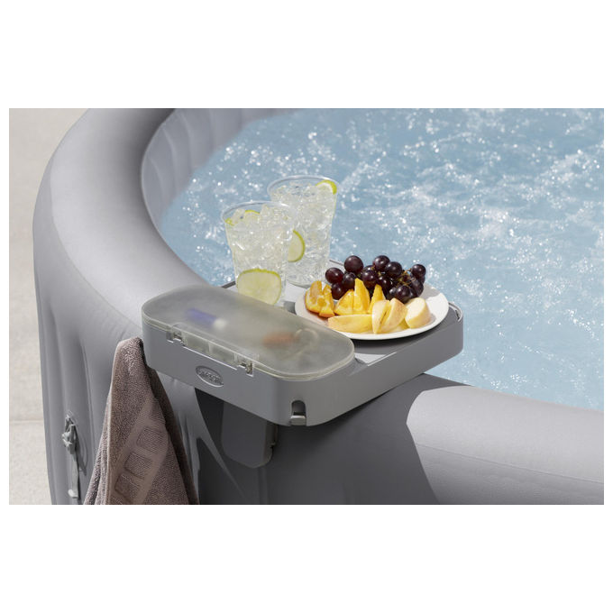 Bestway 60337 Lay-Z-Spa Xtras Vassoio Portaoggetti 4 in 1 Supporto Bevande Tablet Regolabile Universale colore Grigio