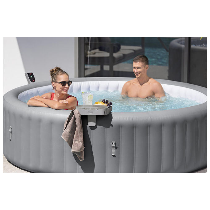 Bestway 60337 Lay-Z-Spa Xtras Vassoio Portaoggetti 4 in 1 Supporto Bevande Tablet Regolabile Universale colore Grigio