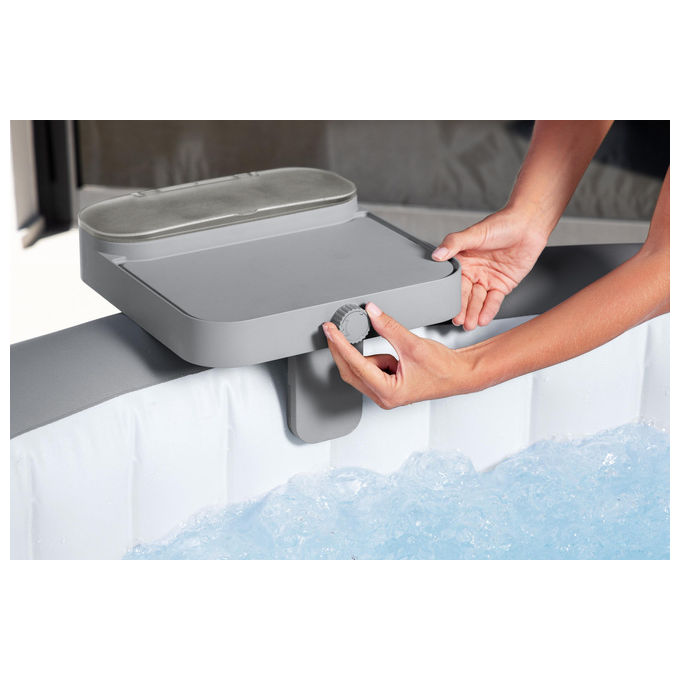 Bestway 60337 Lay-Z-Spa Xtras Vassoio Portaoggetti 4 in 1 Supporto Bevande Tablet Regolabile Universale colore Grigio