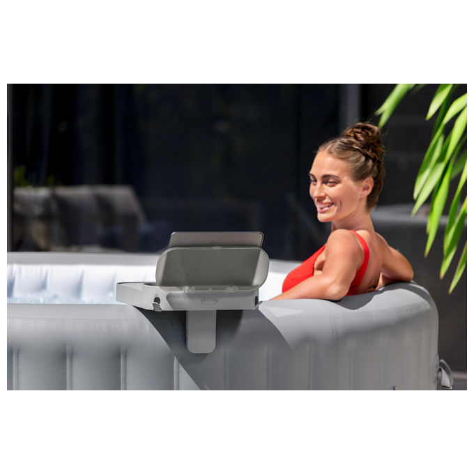 Bestway 60337 Lay-Z-Spa Xtras Vassoio Portaoggetti 4 in 1 Supporto Bevande Tablet Regolabile Universale colore Grigio