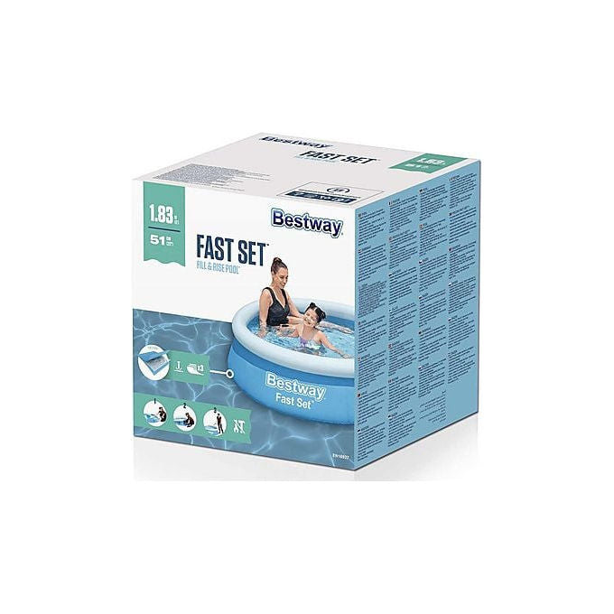 Bestway 57392 Fast Set Piscina Gonfiabile Fuori Terra Rotonda 183x51 cm 940 L colore Blu e Bianco