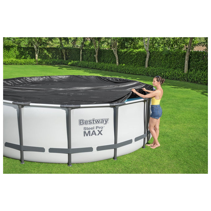 Bestway 58038 Copertura di Sicurezza per Piscina Rotonda Fuori Terra 457 cm colore Nero