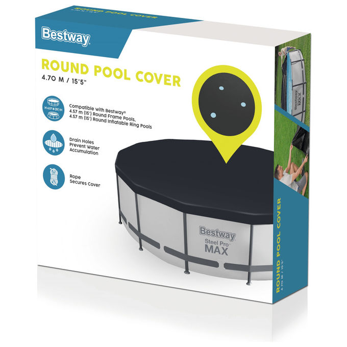 Bestway 58038 Copertura di Sicurezza per Piscina Rotonda Fuori Terra 457 cm colore Nero