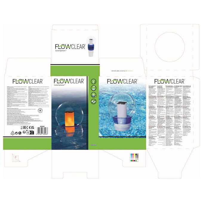 Bestway 58699 SolarSphere Erogatore di Cloro LED Solare 6 Pastiglie max 7,6 cm