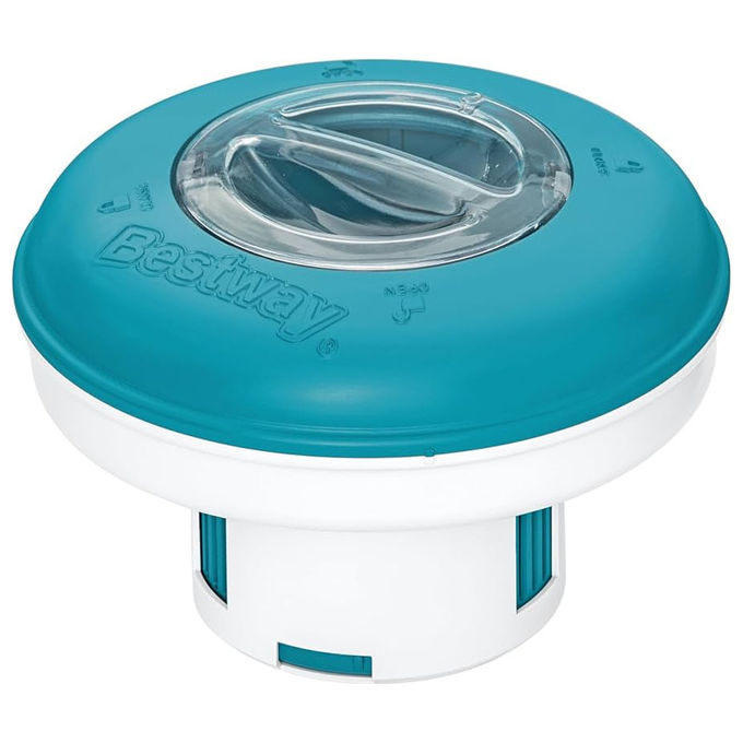 Bestway 58769 Dosatore Galleggiante Cloro e Bromo per Piscina fino a 3 pastiglie 16 cm colore Bianco Blu