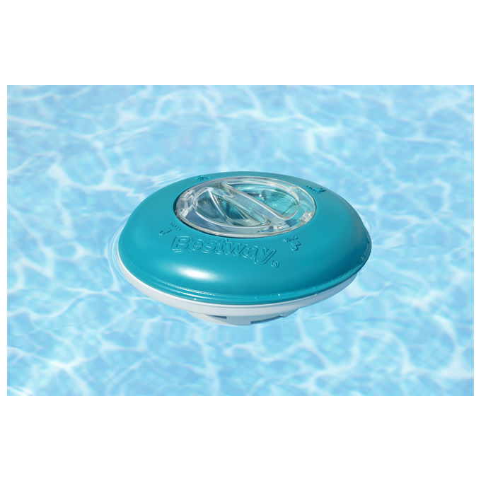 Bestway 58769 Dosatore Galleggiante Cloro e Bromo per Piscina fino a 3 pastiglie 16 cm colore Bianco Blu