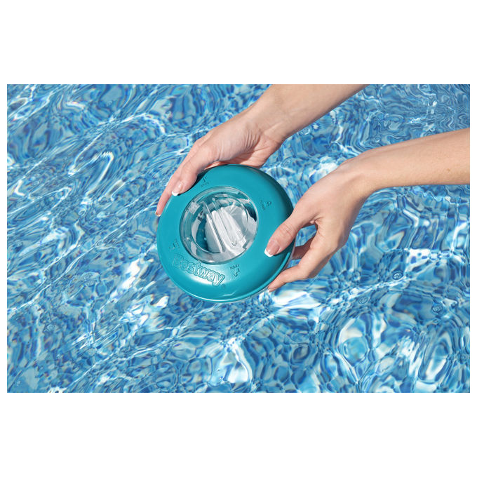 Bestway 58769 Dosatore Galleggiante Cloro e Bromo per Piscina fino a 3 pastiglie 16 cm colore Bianco Blu