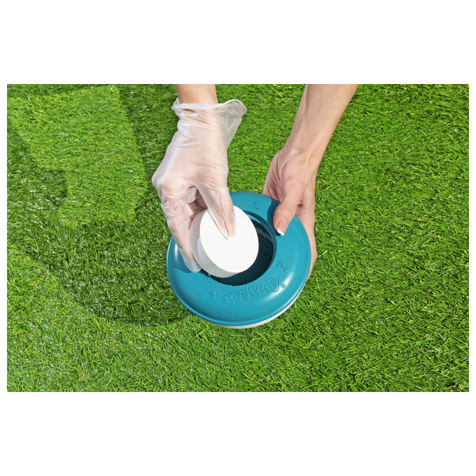 Bestway 58769 Dosatore Galleggiante Cloro e Bromo per Piscina fino a 3 pastiglie 16 cm colore Bianco Blu