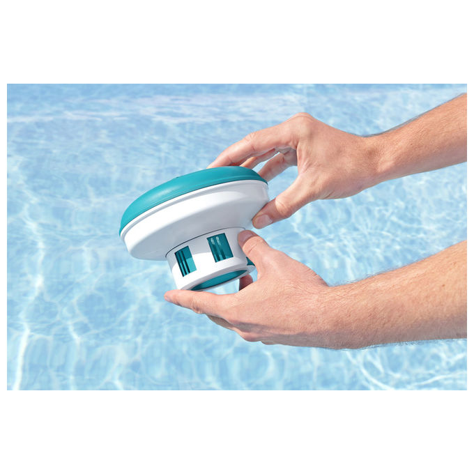 Bestway 58769 Dosatore Galleggiante Cloro e Bromo per Piscina fino a 3 pastiglie 16 cm colore Bianco Blu
