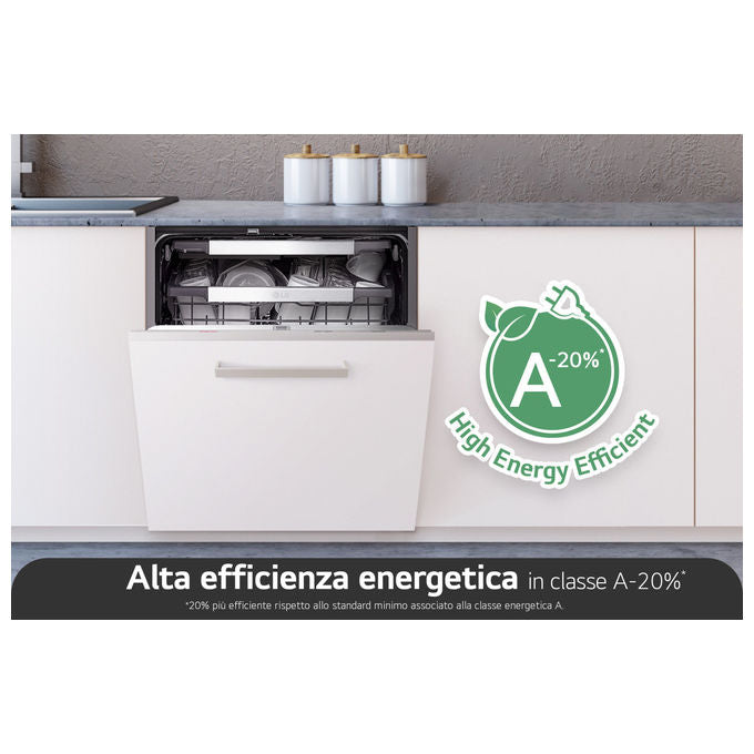 LG DB597TXS Serie 5 Lavastoviglie Incasso 14 coperti Classe A 43 dB QuadWash TrueSteam Wi-Fi (82x60x55 cm) colore Noble Steel