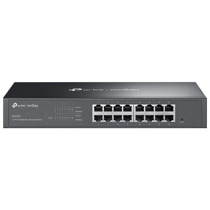 TP-Link ES216G Omada Switch di Rete Gestito L2 16 Porte Gigabit Ethernet Fanless Montaggio Rack colore Nero